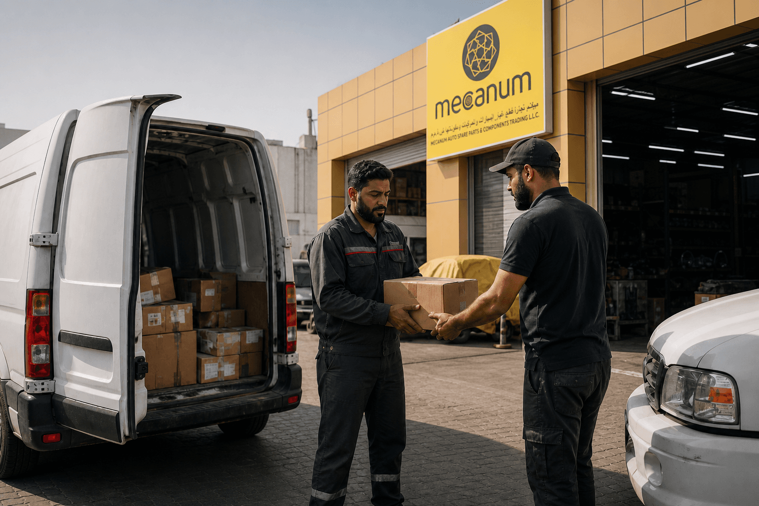 Mecanum parts warehouse at Ras Al Khor Dubai stocked with American car parts